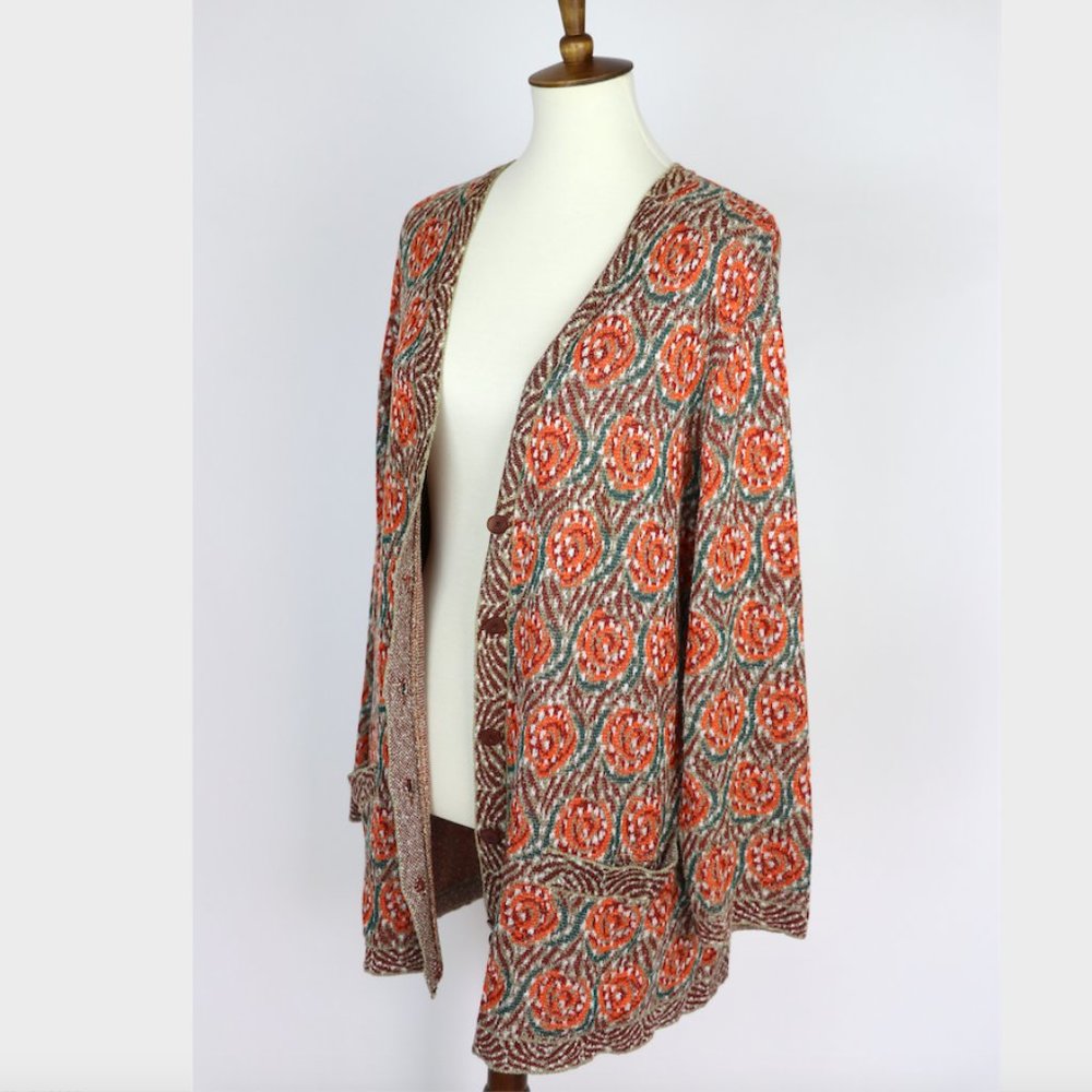 1980s Missoni Sport Floral Cardigan Vintage sz 46